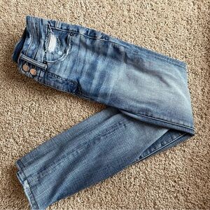 Skinny Blue Jeans with Vintage Fading